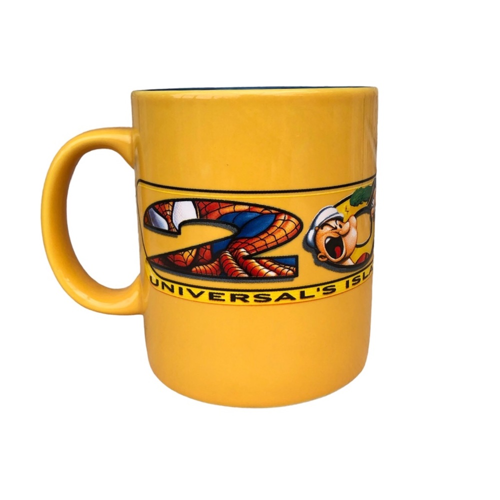 Universal’s Island of Adventure 2002 Vintage Yellow Spiderman Popeye 14 Oz Mug